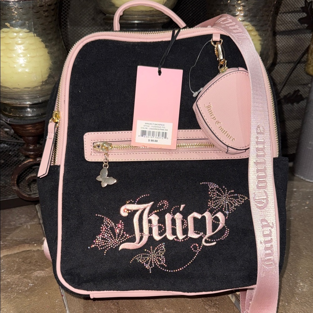 Juicy Couture Black and Light Pink Backpack